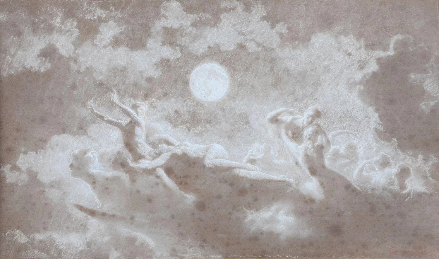 Allegoria - Nudo tra le nuvole illuminate dalla luna